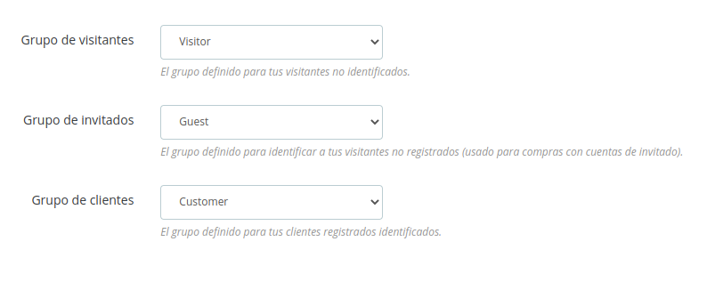 Configuración de clientes predeterminados